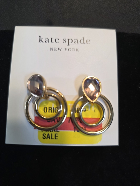 kate spade Jewelry - #350 kate spade gold-tone earrings with pink stones